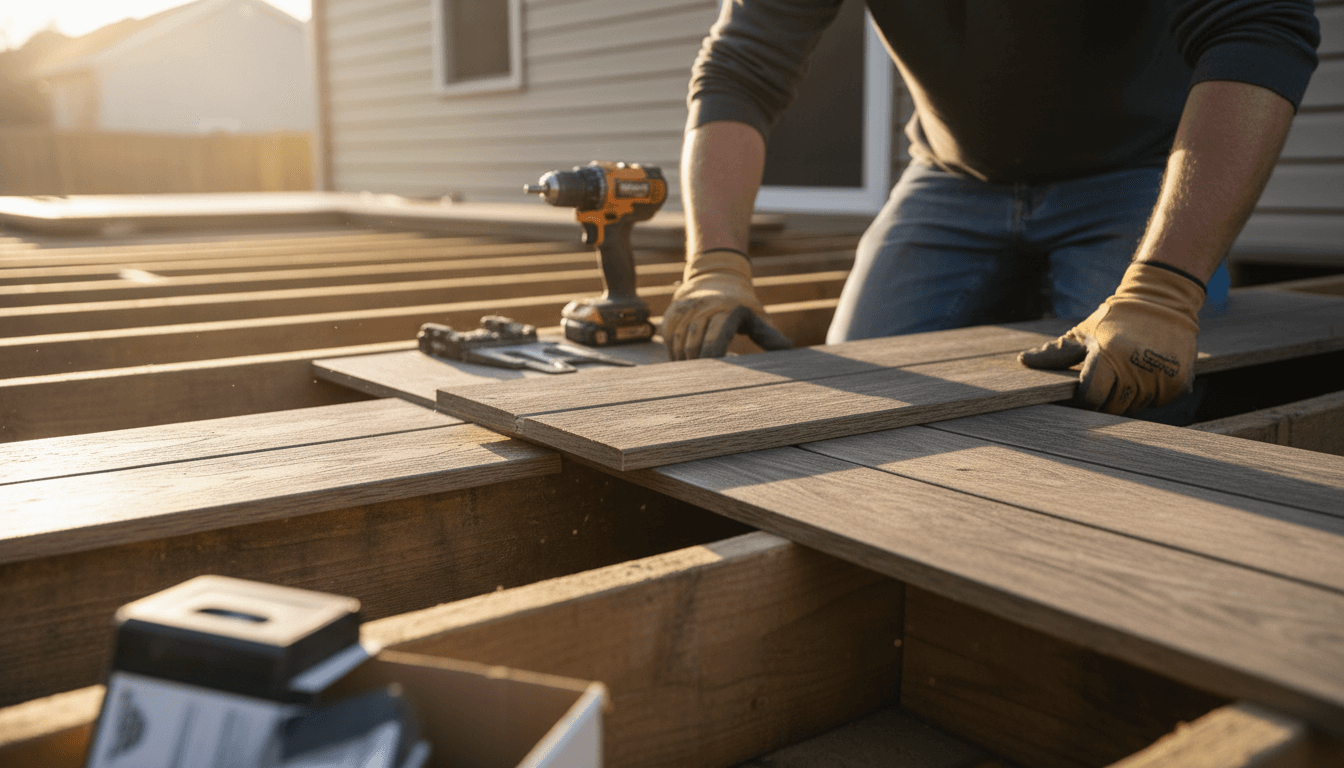 Community volunteers building a deck for heroes